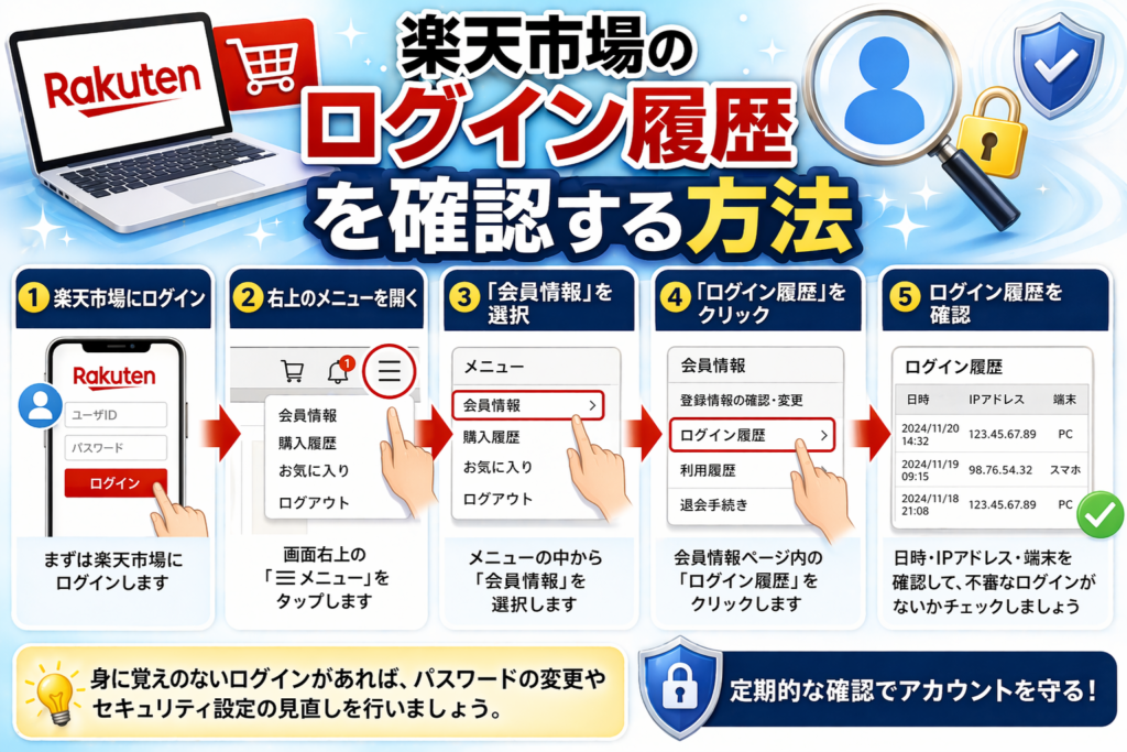 楽天市場のログイン履歴を確認する方法